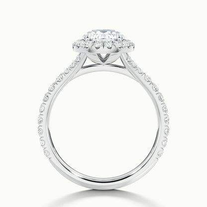 Lumi 5 Carat Round Lab Grown Diamond Halo Engagement Ring in Platinum - view 3