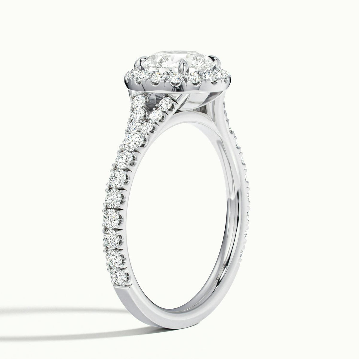 Lumi 5 Carat Round Lab Grown Diamond Halo Engagement Ring in Platinum - view 4