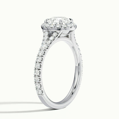 Lumi 5 Carat Round Lab Grown Diamond Halo Engagement Ring in Platinum - view 4