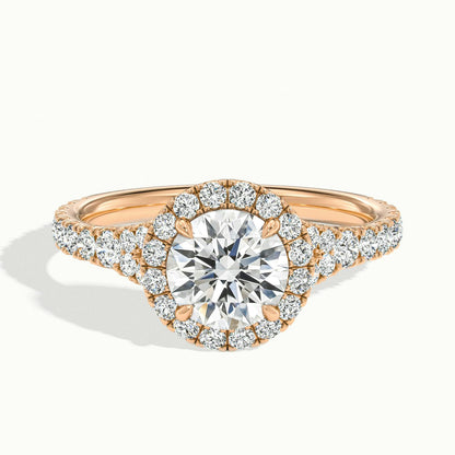 Lumi 4.5 Carat Round Lab Grown Diamond Halo Engagement Ring in 10K Rose Gold - view 1
