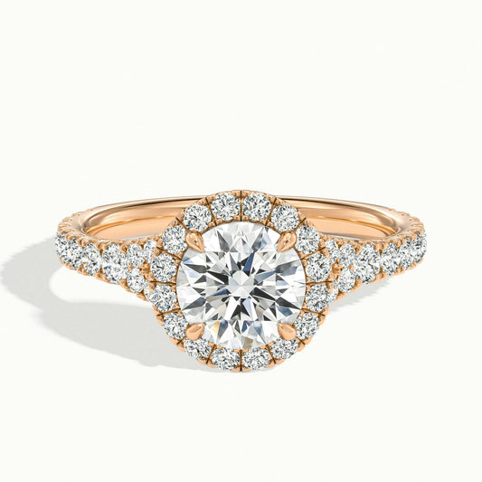 Lumi 2.5 Carat Round Lab Grown Diamond Halo Engagement Ring in 18K Rose Gold - view 1