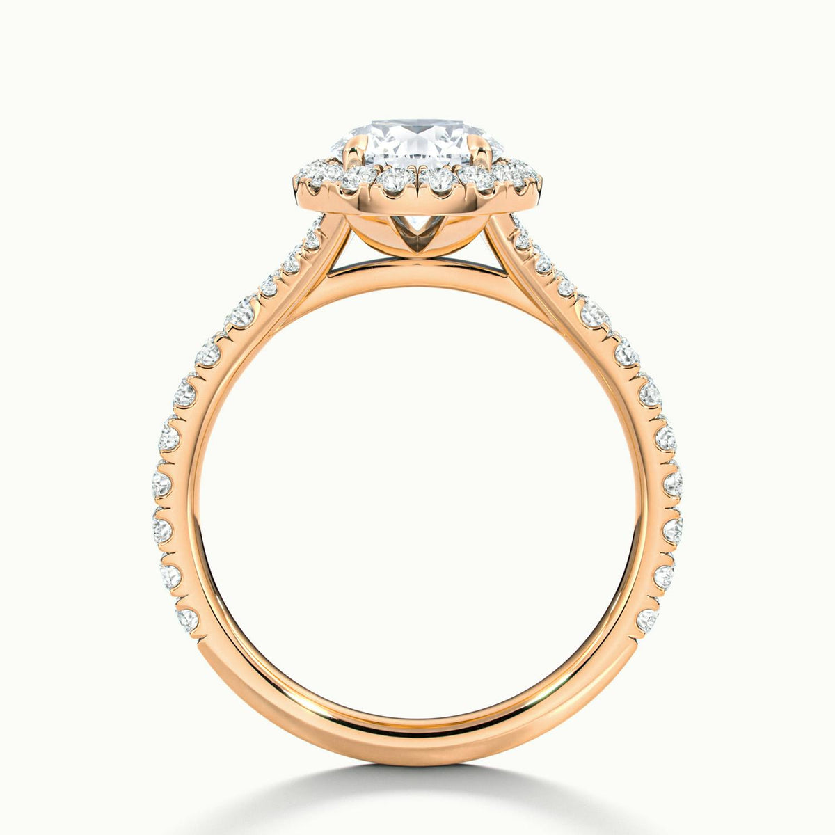 Lumi 4.5 Carat Round Lab Grown Diamond Halo Engagement Ring in 10K Rose Gold - view 3
