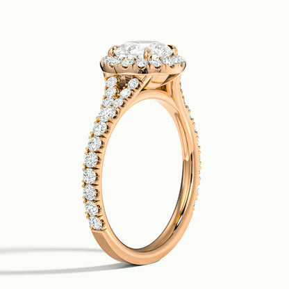 Lumi 4.5 Carat Round Lab Grown Diamond Halo Engagement Ring in 10K Rose Gold - view 4