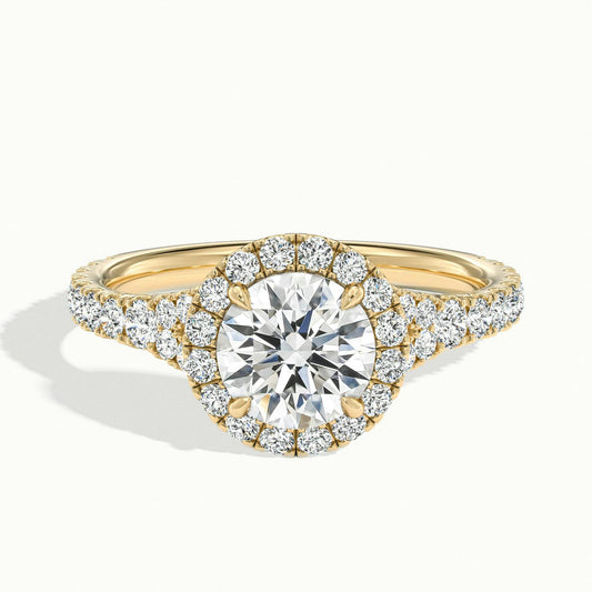 Lumi 2.5 Carat Round Lab Grown Diamond Halo Engagement Ring in 10K Yellow Gold - view 1