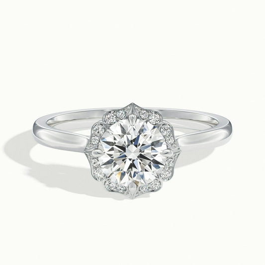Rosa 2 Carat Round Lab Grown Diamond Halo Engagement Ring in Platinum - view 1