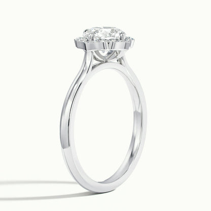Rosa 3.5 Carat Round Lab Grown Diamond Halo Engagement Ring in Platinum - view 4