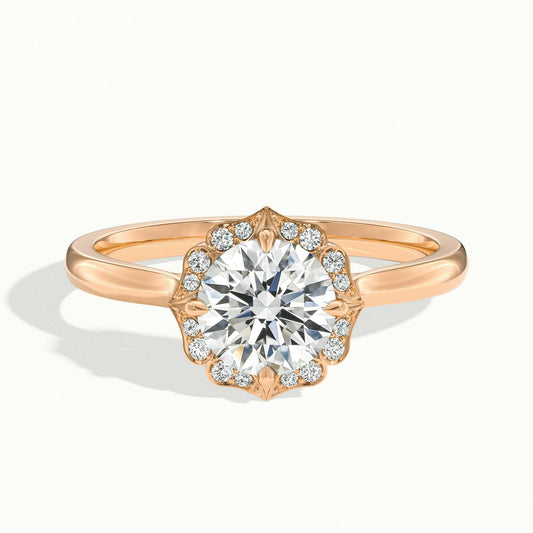 Rosa 2.5 Carat Round Lab Grown Diamond Halo Engagement Ring in 10K Rose Gold - view 1