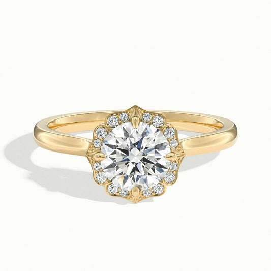 Rosa 2.5 Carat Round Lab Grown Diamond Halo Engagement Ring in 10K Yellow Gold - view 1