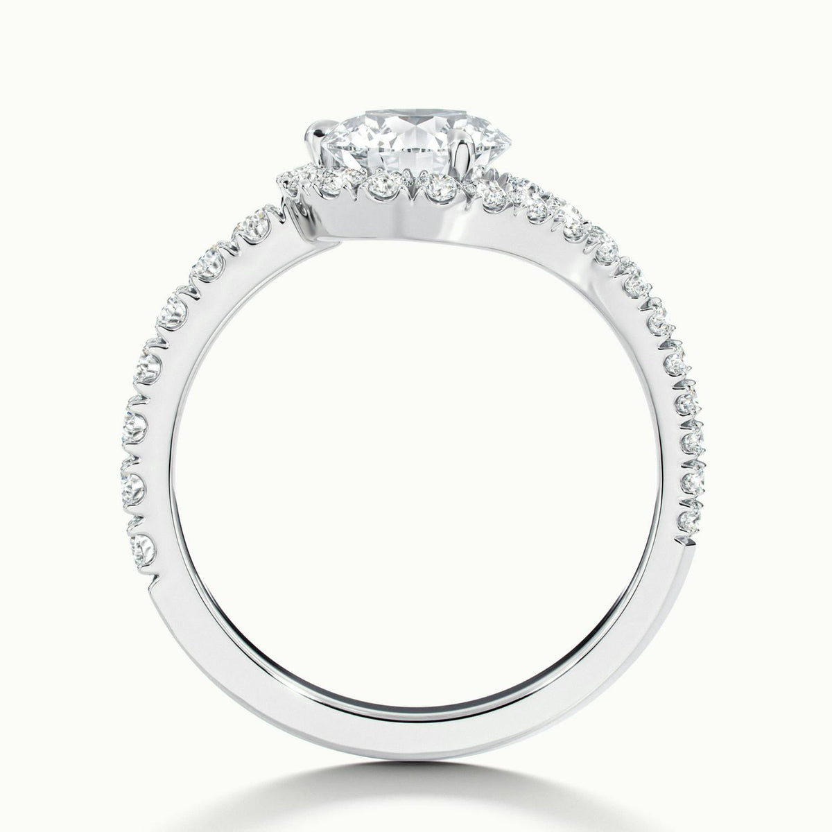Vesna Scallop 4 Carat Round Lab Grown Diamond Halo Engagement Ring in Platinum - view 3