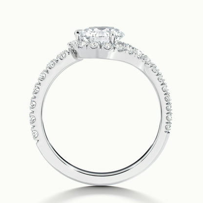 Vesna Scallop 2 Carat Round Lab Grown Diamond Halo Engagement Ring in 14K White Gold - view 3