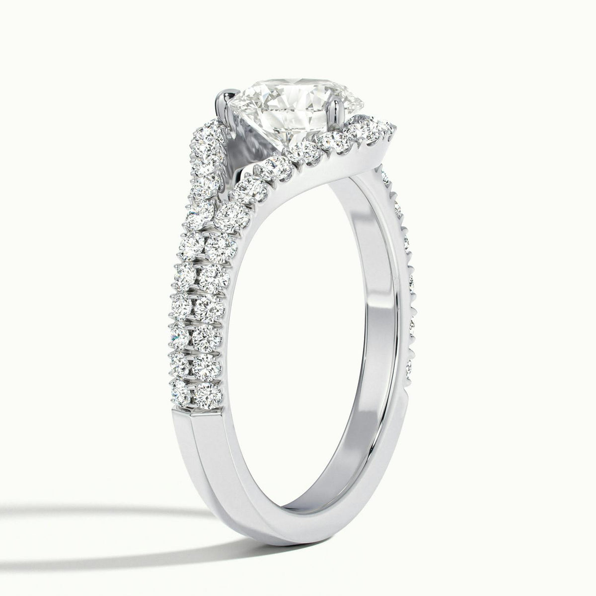 Vesna Scallop 4 Carat Round Lab Grown Diamond Halo Engagement Ring in Platinum - view 4