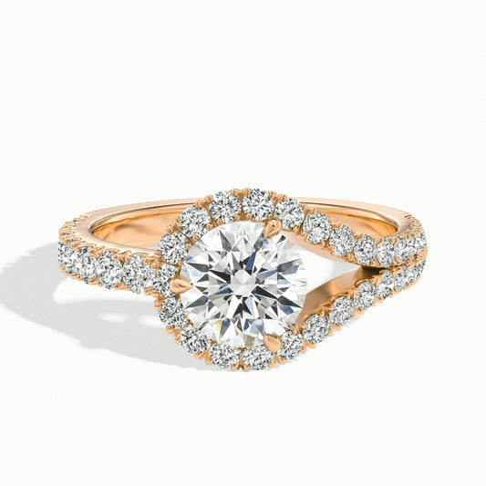 Vesna Scallop 1 Carat Round Lab Grown Diamond Halo Engagement Ring in 18K Rose Gold - view 1