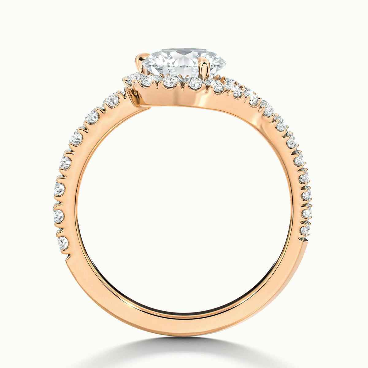Vesna Scallop 4 Carat Round Lab Grown Diamond Halo Engagement Ring in 14K Rose Gold - view 3