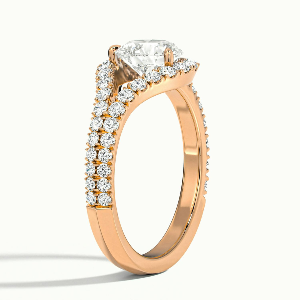 Vesna Scallop 4 Carat Round Lab Grown Diamond Halo Engagement Ring in 14K Rose Gold - view 4