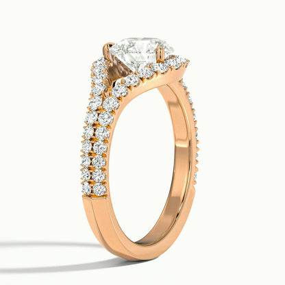 Vesna Scallop 4 Carat Round Lab Grown Diamond Halo Engagement Ring in 14K Rose Gold - view 4