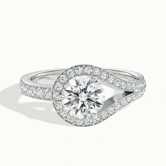 Vesna Pavé 4 Carat Round Lab Grown Diamond Halo Engagement Ring in 18K White Gold - view 1