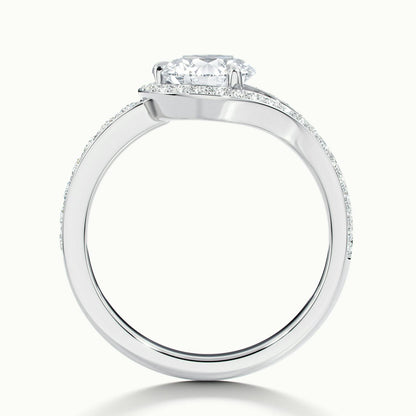 Vesna Pavé 3 Carat Round Lab Grown Diamond Halo Engagement Ring in Platinum - view 3