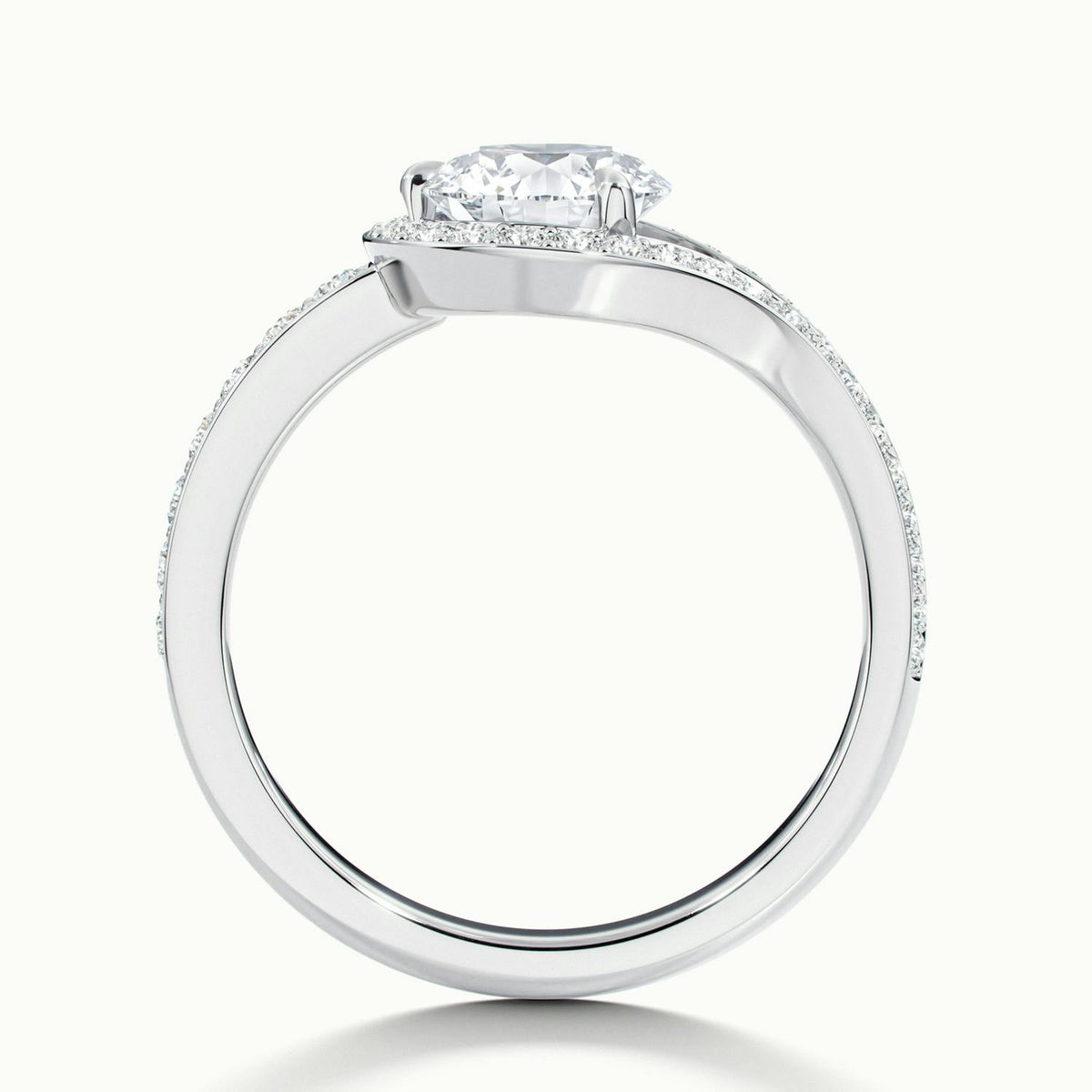Vesna Pavé 1 Carat Round Lab Grown Diamond Halo Engagement Ring in 14K White Gold - view 3