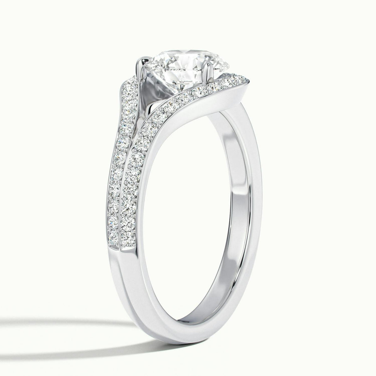 Vesna Pavé 1 Carat Round Lab Grown Diamond Halo Engagement Ring in 14K White Gold - view 4