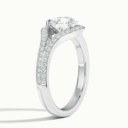 Vesna Pavé 3 Carat Round Lab Grown Diamond Halo Engagement Ring in Platinum - view 4