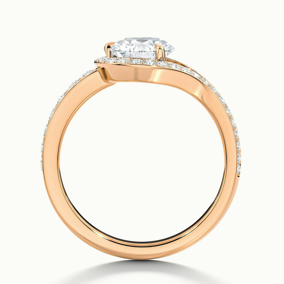 Vesna Pavé 1 Carat Round Lab Grown Diamond Halo Engagement Ring in 14K Rose Gold - view 3