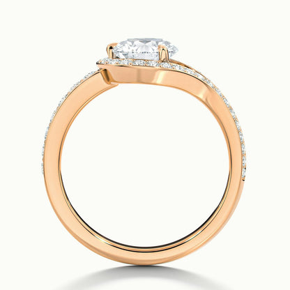 Vesna Pavé 1 Carat Round Lab Grown Diamond Halo Engagement Ring in 14K Rose Gold - view 3