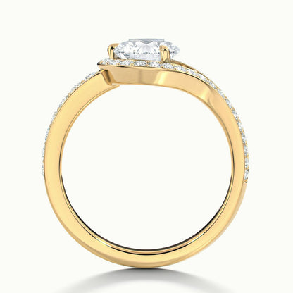 Vesna Pavé 2 Carat Round Lab Grown Diamond Halo Engagement Ring in 14K Yellow Gold - view 3