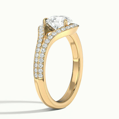 Vesna Pavé 2 Carat Round Lab Grown Diamond Halo Engagement Ring in 14K Yellow Gold - view 4
