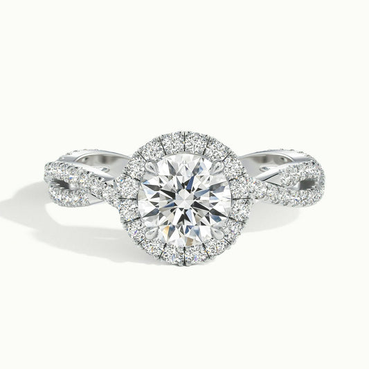 Isla 1 Carat Round Lab Grown Diamond Halo Engagement Ring in Platinum - view 1