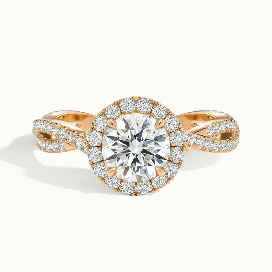 Isla 2.5 Carat Round Lab Grown Diamond Halo Engagement Ring in 10K Rose Gold - view 1