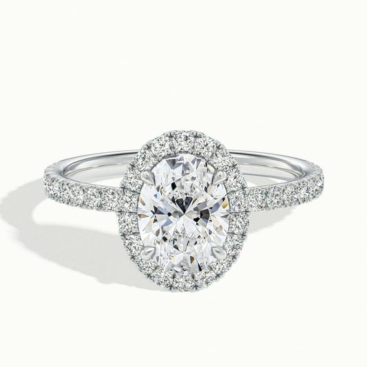 Anouk Scallop 2.5 Carat Oval Lab Grown Diamond Halo Engagement Ring in Platinum - view 1