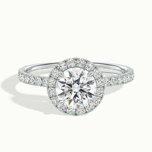 Anouk Scallop 4 Carat Round Lab Grown Diamond Halo Engagement Ring in Platinum - view 1