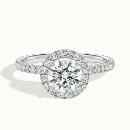 Anouk Scallop 4.5 Carat Round Lab Grown Diamond Halo Engagement Ring in 14K White Gold - view 1