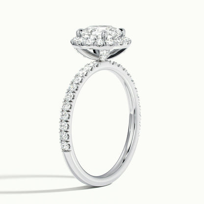 Anouk Scallop 4.5 Carat Round Lab Grown Diamond Halo Engagement Ring in 14K White Gold - view 4