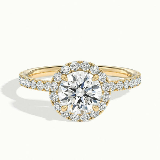 Anouk Scallop 1 Carat Round Lab Grown Diamond Halo Engagement Ring in 18K Yellow Gold - view 1