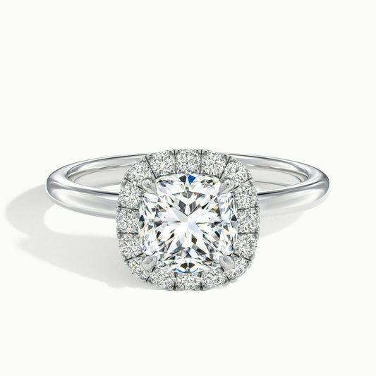 Anouk 2 Carat Cushion Lab Grown Diamond Halo Engagement Ring in Platinum - view 1