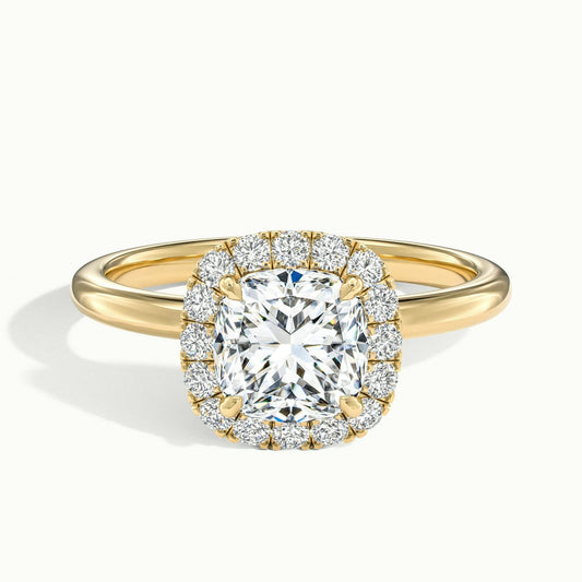 Anouk 1 Carat Cushion Lab Grown Diamond Halo Engagement Ring in 18K Yellow Gold - view 1