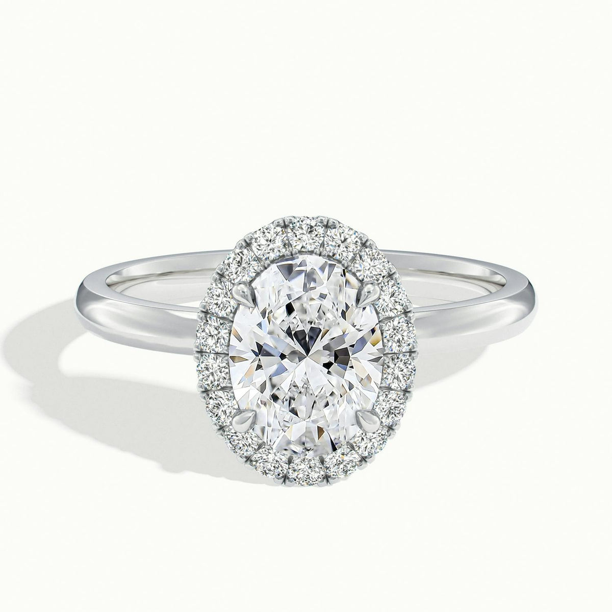 Anouk 4 Carat Oval Lab Grown Diamond Halo Engagement Ring in Platinum - view 1