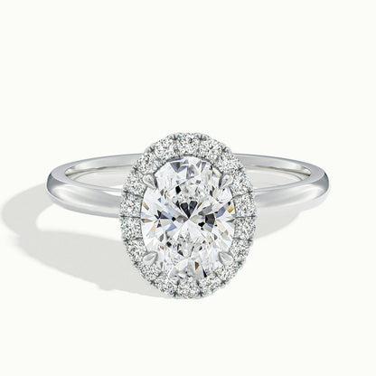 Anouk 4 Carat Oval Lab Grown Diamond Halo Engagement Ring in Platinum - view 1