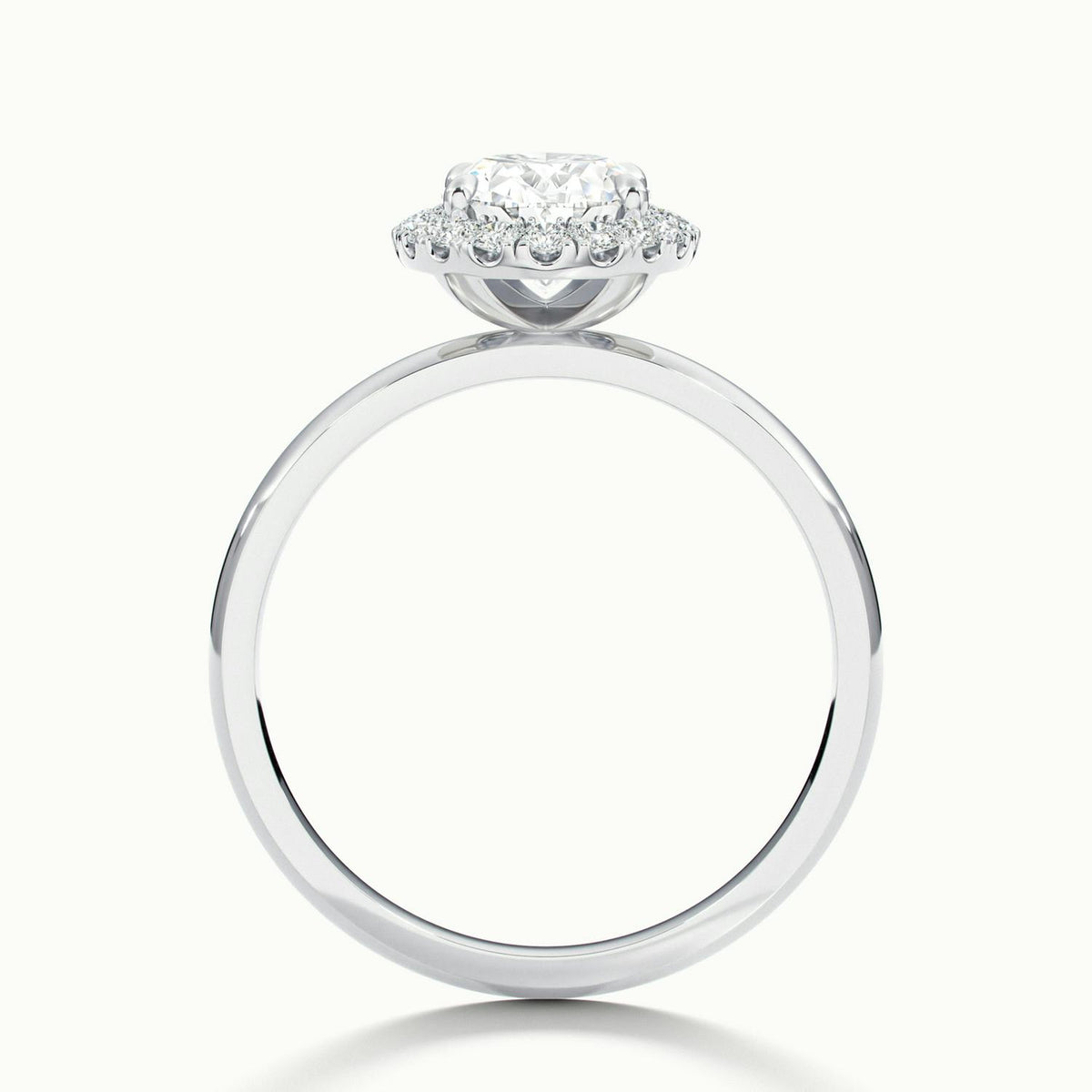 Anouk 4 Carat Oval Lab Grown Diamond Halo Engagement Ring in Platinum - view 3