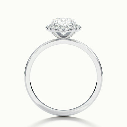 Anouk 4 Carat Oval Lab Grown Diamond Halo Engagement Ring in Platinum - view 3