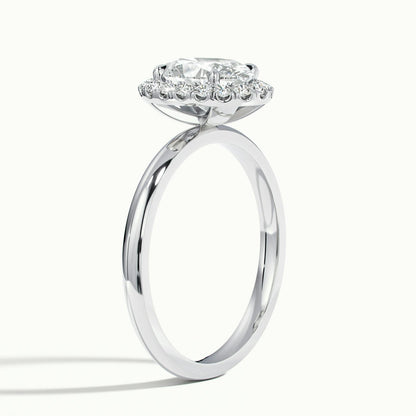 Anouk 4 Carat Oval Lab Grown Diamond Halo Engagement Ring in Platinum - view 4