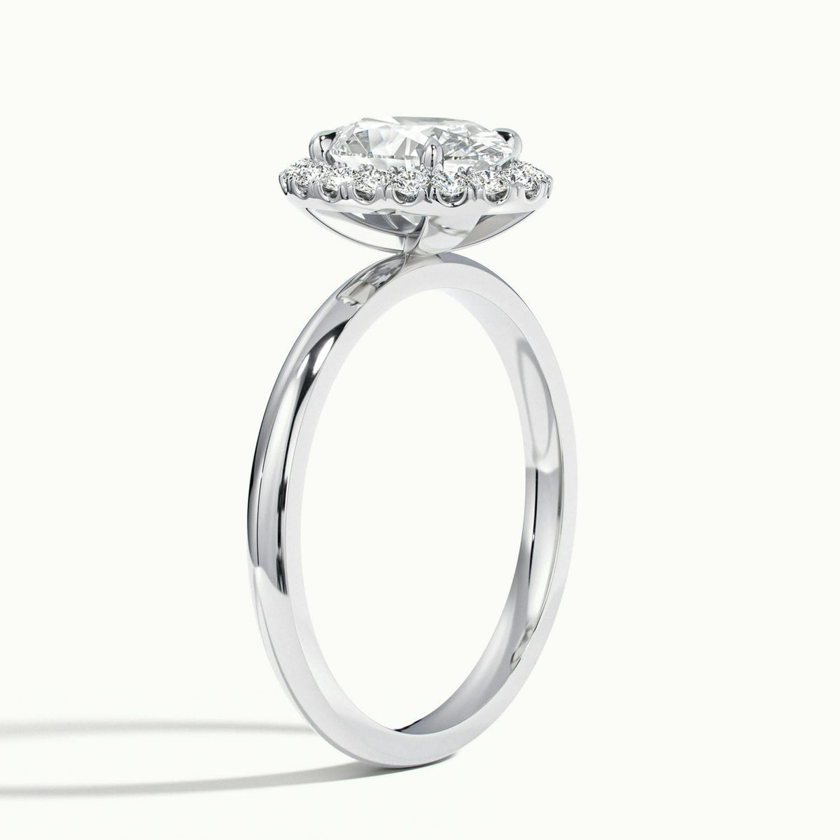 Anouk 4.5 Carat Oval Lab Grown Diamond Halo Engagement Ring in 10K White Gold - view 4
