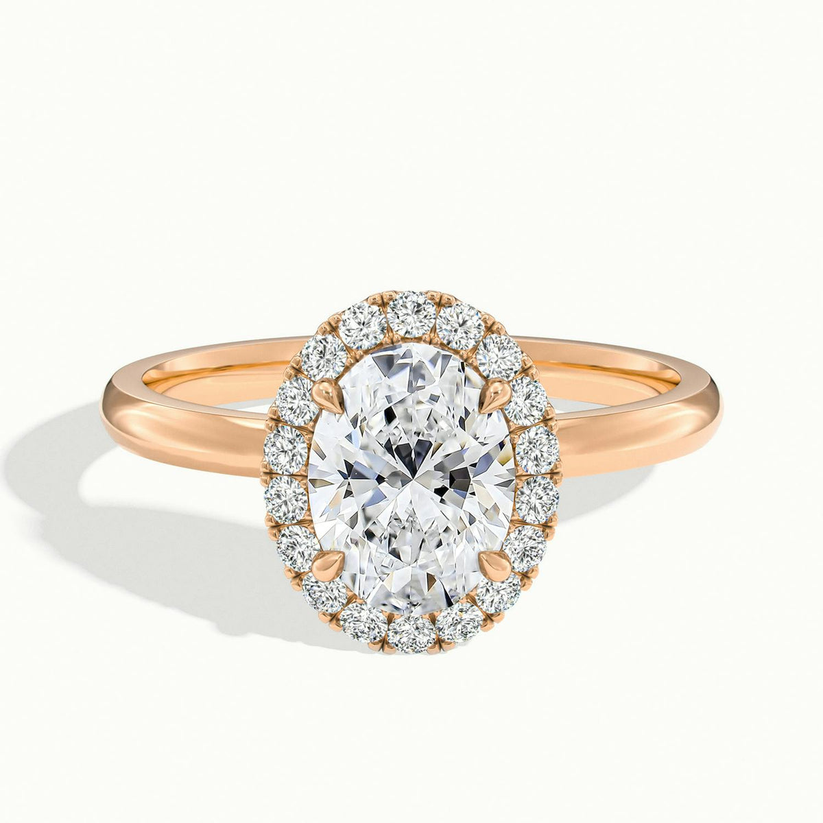 Anouk 5 Carat Oval Lab Grown Diamond Halo Engagement Ring in 18K Rose Gold - view 1