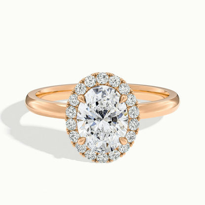 Anouk 5 Carat Oval Lab Grown Diamond Halo Engagement Ring in 18K Rose Gold - view 1