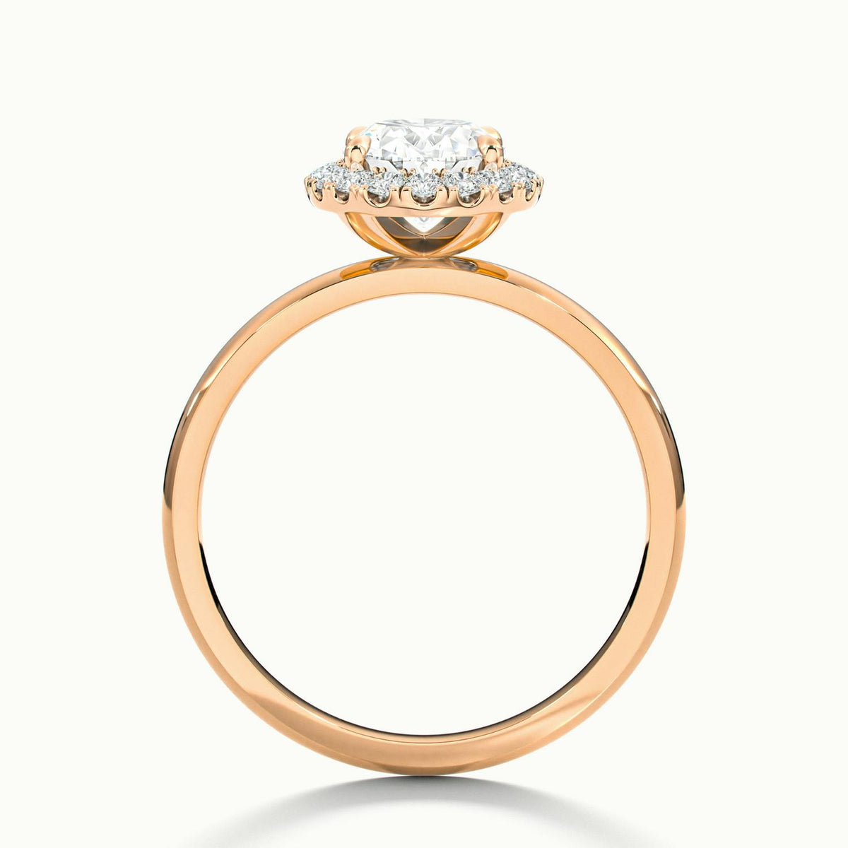 Anouk 5 Carat Oval Lab Grown Diamond Halo Engagement Ring in 18K Rose Gold - view 3