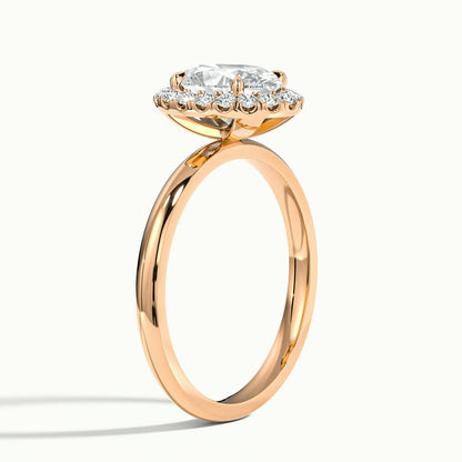 Anouk 5 Carat Oval Lab Grown Diamond Halo Engagement Ring in 18K Rose Gold - view 4