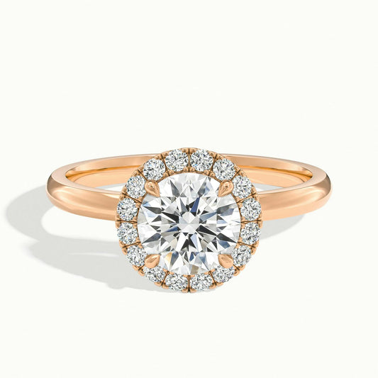 Anouk 1 Carat Round Lab Grown Diamond Halo Engagement Ring in 18K Rose Gold - view 1