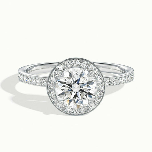 Elin Pavé 1 Carat Round Lab Grown Diamond Halo Engagement Ring in Platinum - view 1