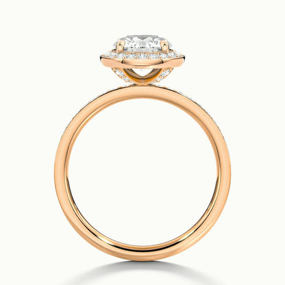 Elin Pavé 3.5 Carat Round Lab Grown Diamond Halo Engagement Ring in 18K Rose Gold - view 3